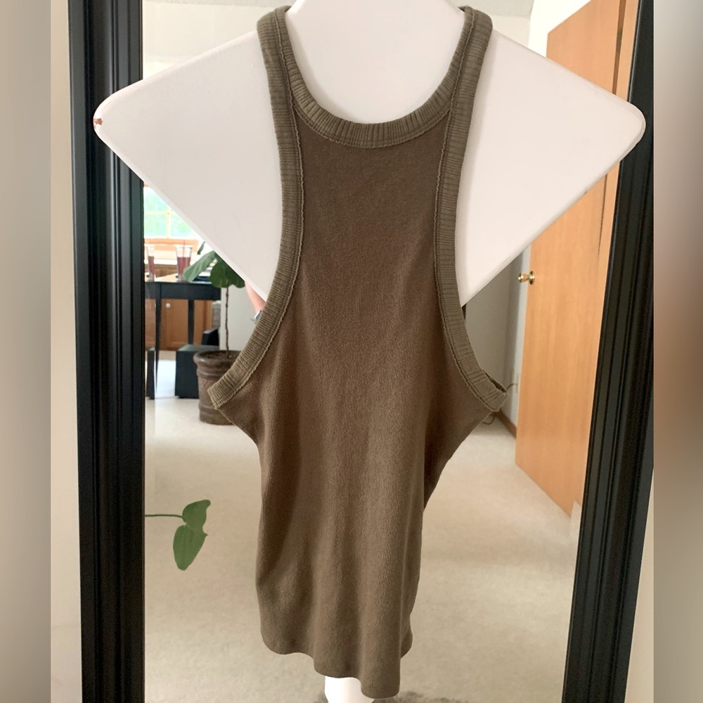 FREE PEOPLE Olive Green Racerback Tank Top